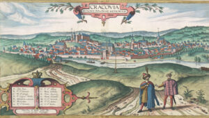 Widok Krakowa od południa z 1617 r. 1618 r. (Archiwum Narodowe w Krakowie, sygn.. 29/663/440)