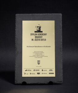 fotografia -Dyplom Honorowy Nagrody im. Józefa Dietla w kategorii instytucja dla Archiwum Narodowego w Krakowie 