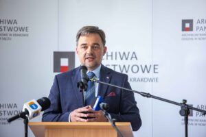Dr Paweł Pietrzyk, Naczelny Dyrektor Archiwów Państwowych podczas wystąpienia. Fot. Piotr Droździk